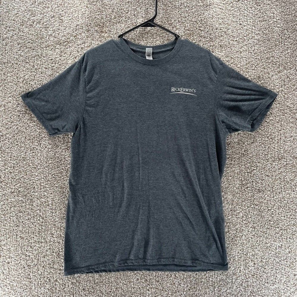 Rick Erwin's Shirt Adult Large Grey Employee Uniform Cotton‎ Casual Logo Gildan